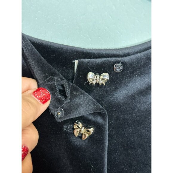 VTG Maren Women's 14 1980s Velvet Bow Button LS Sweater Blazer - Picture 8 of 10